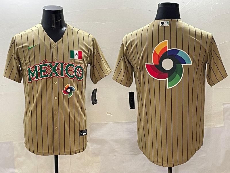 Men Mexico Blank Brown Stripe Joint Name 2025 Nike MLB Jersey style 18->more jerseys->MLB Jersey